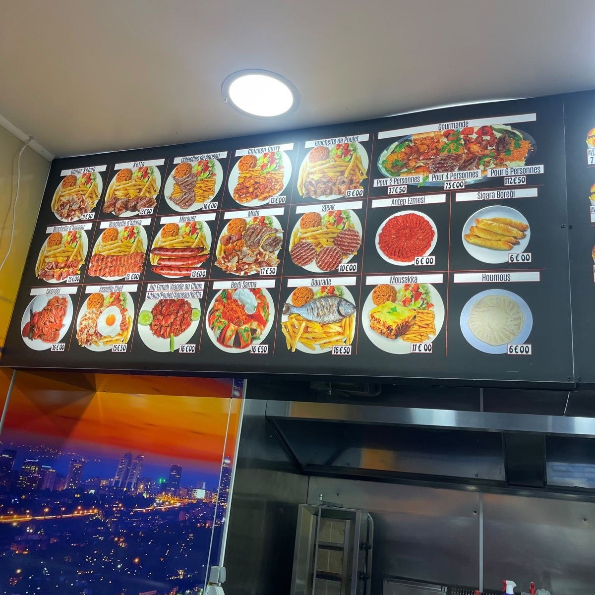 Caissons menus lumineux – Restauration